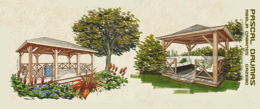 cabane bois et gazebo