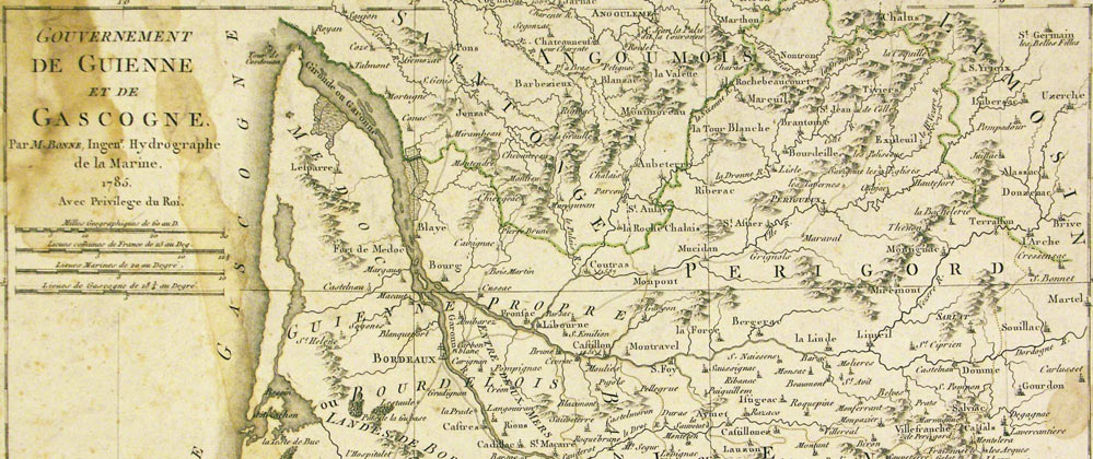 carte ancienne gascogne cote atlantique 1785